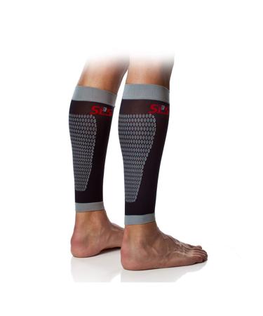 Calf Compression Sleeves for Legs | Shin Splints Leg Compression Socks for Women & Men |Recovery from Sports Injury + Pain Relief | Calf Guard for Running Large Black