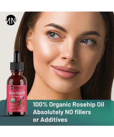 Natnique Organic Rosehip Seed Oil 1 oz USDA Certified Cold-Pressed Moisturizer for Face Skin & Hair Natural Hydrating Serum for Wrinkles & Fine Lines Ideal for Gua Sha Massage & Radiant Glow - Buy Online on GoSupps.com