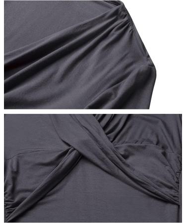 Irdcomps Women's Breastfeeding Nightdress - Soft V Neck Maternity Nursing Nightshirt in Dark Grey - Buy Online on GoSupps.com