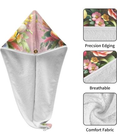 Elegant Tulip Flower Arrangement Hair Towel 2 Pack | Super Absorbent Quick Dry Hair Turbans for Women & Girls | Perfect Mother's Day Gift - Buy Online on GoSupps.com