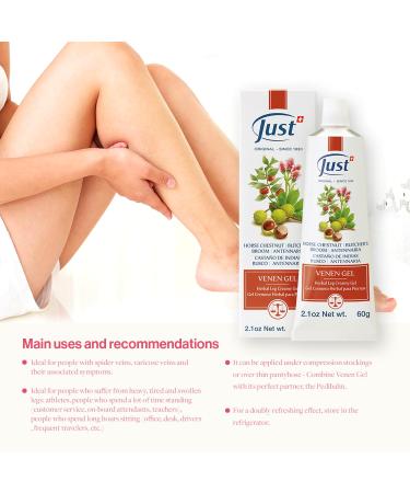 Swiss Just Original Horse Chestnut Gel 60g Herbal Relief for Tired & Swollen Legs | Varicose Veins Treatment with Wild Myrtle & Natural Ingredients - Buy Online on GoSupps.com