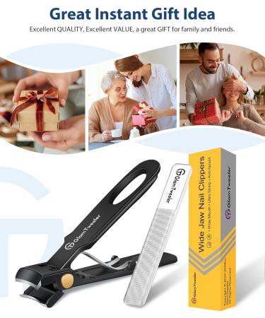 Buy GlamTweeler Anti-Splash Wide Jaw Opening Nail Clippers - Ultra Sharp Fingernail & Toenail Clipper with Glass Nail File (Black) for Perfect Grooming | International Shipping - Buy Online on GoSupps.com