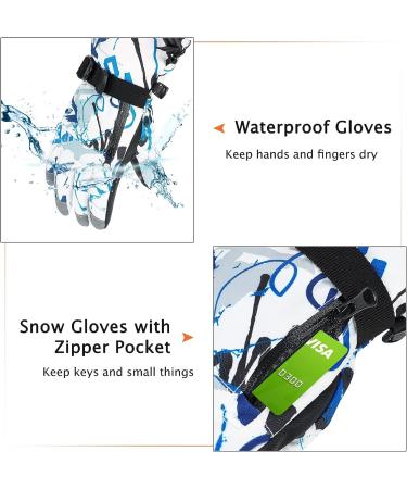 Century Star Snow Gloves - Waterproof Winter Ski Gloves for Kids, Women, Men - Touchscreen Sport Mittens - Black Print - M (Suitable for Women and Kids over 13 years) - Buy Online on GoSupps.com