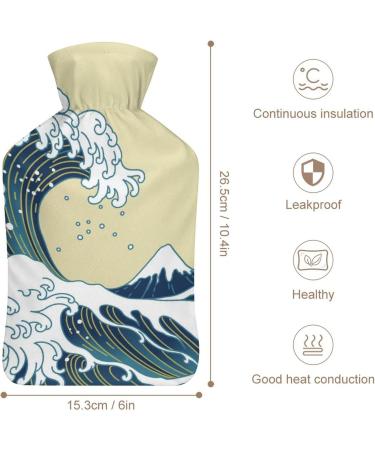 Retro Wave Hot Water Bottle with Plush Cover - Hand Warmer for Adults & Kids | 26.5x15.3cm - International Shipping Available - Buy Online on GoSupps.com