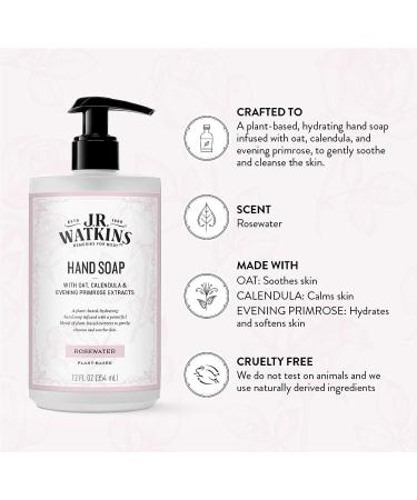 J. R. Watkins Rosewater Moisturizing Gel Hand Soap - 12 oz Pump - Plant-Based Ingredients - 1 Pack - Buy Online on GoSupps.com