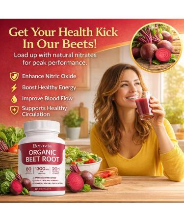 Organic Beet Root Capsules Purely Natural Supports Circulatory Wellness Efficient Oxygen Use Plant-Based Beet Root Formula Tablet Form Daily Use Non-GMO (1) 60 Count (Pack of 1) - Buy Online on GoSupps.com
