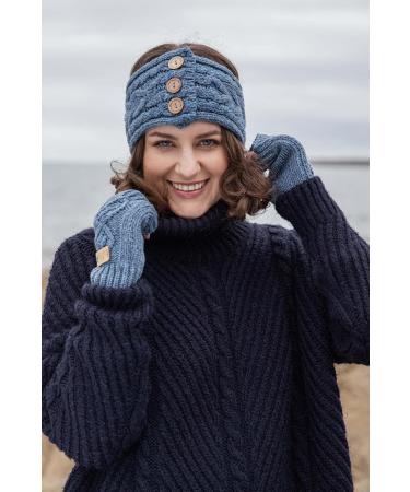 Aran Traditions Donegal Cable Knitted Style Button Headband (Denim) - Buy Online on GoSupps.com