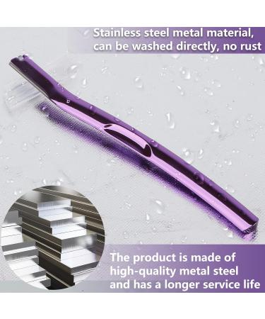 Premium Eyebrow Razors for Men & Women | Dermaplaning Tools with Non-Slip Silver Diamond Handle | Stainless Steel Purple Eyebrow Trimmer - Buy Online on GoSupps.com
