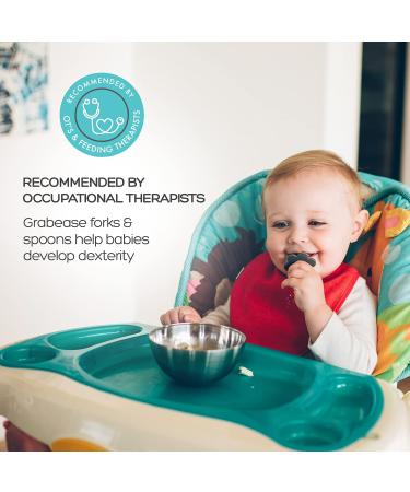 Grabease Baby Spoons Set - BPA-Free Self-Feeding Utensils for Baby Led Weaning - Navy - Buy Online on GoSupps.com