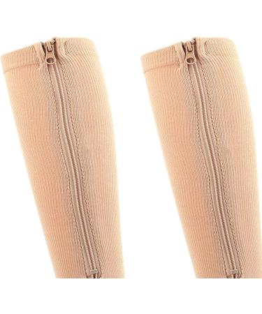 Amonida Compression Socks with Zipper - Nylon Fleshcolor Effective & Practical | L/XL - Ideal for Home Use - Buy Online on GoSupps.com