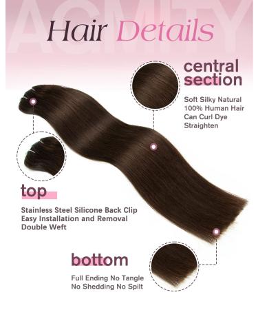 Agmity Clip-In Extensions | 40cm Dark Brown Real Hair | 120g Seamless Invisible 7 Pieces - Buy Online on GoSupps.com