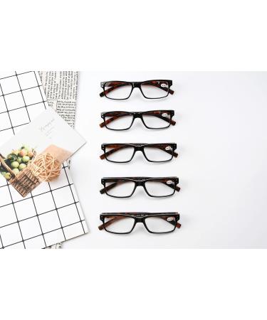 Eyekepper 5-Piece Classic Spring Hinge Reading Glasses Set - Leopard Temple & Transparent Lenses 2.75 Diopters - Stylish Sun Reading Glasses for Every Occasion - Buy Online on GoSupps.com