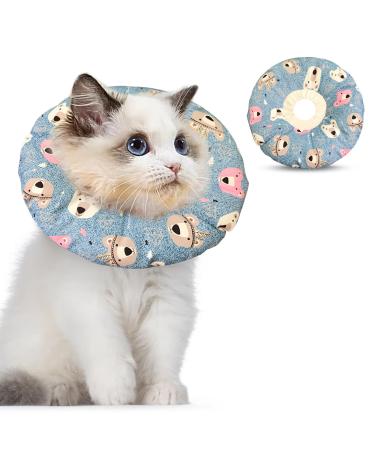 Kytpyi Halskrause cat cat collar stain-resistant adjustable (17-27cm) neck crashes for cats or dogs breathable waterproof cotton cotton cats healing (blue) bear