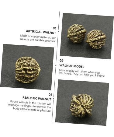Minkissy Copper Walnut Model Nut Ornament - Handmade Brass Photo Prop 3.5x3cm Decorative Balls for Home & Massage - Pure Copper Crafts - Buy Online on GoSupps.com