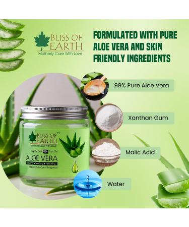BLISS OF EARTH Aloe Vera Gel Pure Crystal Clear Best For Face Body Hair Effective Cooling Soothing Hydrating Colour And Fragrance Free Alcohol And Paraben Free 200gm - Buy Online on GoSupps.com