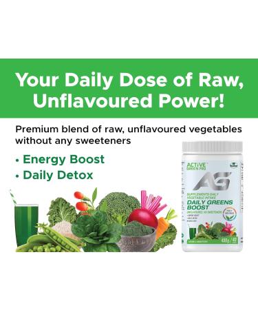 Active Green Pro - Greens Powder 14 Superfoods - Perfect for Smoothies - Antioxidants Fiber Vitamins & Minerals - Detox Your Body and Improve Health and Mood Unflavoured Unflavored - Buy Online on GoSupps.com