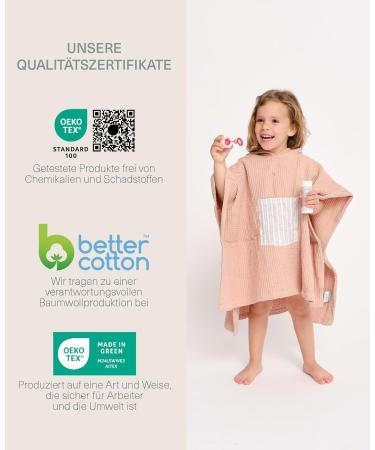 Molis & Co. Batheponcho for Kids (3-4 Years) - Striped Hooded Beach Towel & Bathrobe - Lightweight & Compact (Oeko-Tex 100) - Altrosa Color - Buy Online on GoSupps.com