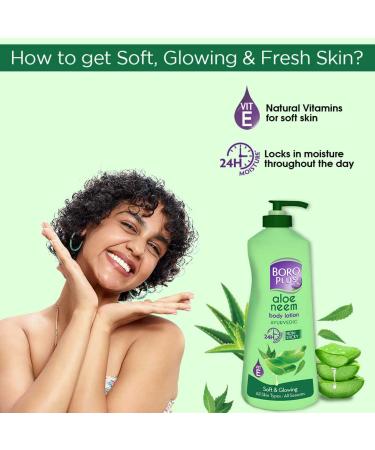 BOROPLUS Aloe Neem Body Lotion | Ultra-Hydrating Non-Greasy Moisturizer for Very Dry Skin | 24-Hour Deep Nourishment with Aloe Vera & Neem | Fast-Absorbing Body & Hand Lotion | 13.53 Fl Oz (400ml) - Buy Online on GoSupps.com