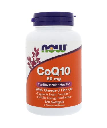 CoQ10 w/Omega 3 Fish Oils 60 mg 120 Sgels by Now Foods (Pack of 4)