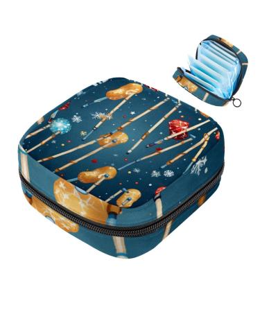 MUOOUM menstrual artery bag zipper women tampons collect pockets for women girls (christmas candy cane pattern) color 10 4.7x6.6x6.6 in/12x17x17 cm