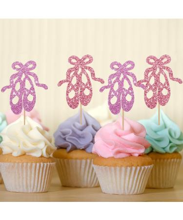 ROSTYAKZ 24pcs Ballet Cupcake Toppers Ballet Shoes Cupcake Toppers Pink Glitter Ballerina Cake Decoration for Girl Ballet Themed Baby Shower/Birthday Party Supplies - Buy Online on GoSupps.com