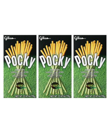 3 Packs  Glico Pocky Matcha Green Tea 70g x 3 Biscuit Stick