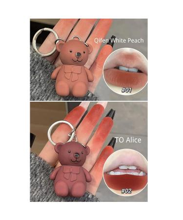 3PCS Keychain Bear Lipstick Set | 2 in 1 Velvet Matte Lipstick and Lip Mud | Cute Bear Design | Long-Lasting Hydration | Beauty Makeup Essentials - Buy Online on GoSupps.com