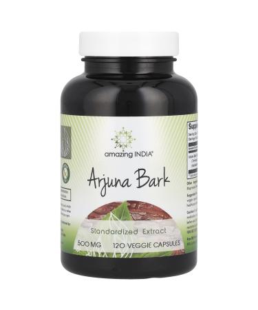 Amazing India Arjuna Bark Extract Supplement | 500 Mg | 120 Veggie Capsules | Non-GMO | Gluten Free | Made in USA
