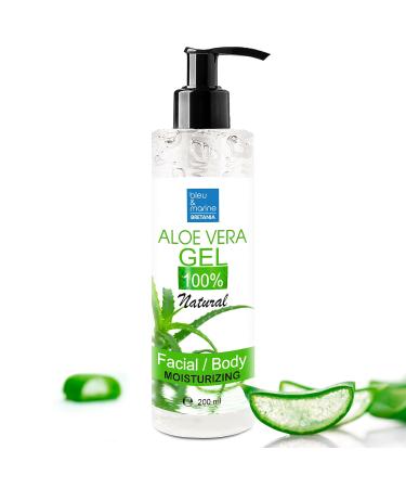 100% Natural Aloe Vera Gel from Canary Islands - Moisturizing & Soothing for Skin Hair Mask Post-Shave & Post-Epilation - Reduces Dark Spots - Pump Dispenser 200 ml 7.03 fl oz