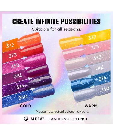 MEFA Color Changing Gel Nail Polish Set 6 Colors Winter Temperature Changed Glitter Blue Pink Purple Red Orange Gel Polish Soak Off Nail Art Design Kit Manicure Home DIY for Women - Buy Online on GoSupps.com