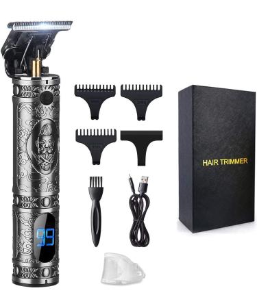 Suttik Hair Clippers for Men Beard Trimmer Zero Gapped Trimmer T-Blade Trimmer Clippers for Hair Cutting Cordless Trimmers Professional Barber Liners Clippers Haircut Edgers Clippers Grey With Lcd