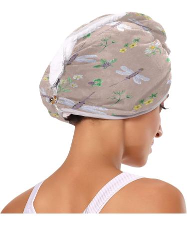 Watercolor Dragonfly Dry Hair Cap & Towel Set | Quick Drying Super Absorbent Soft & Comfortable - 2 Piece Collection - Buy Online on GoSupps.com