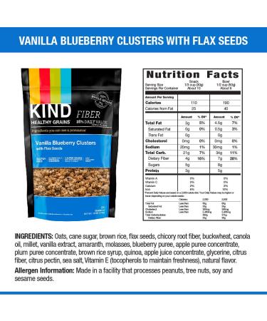 KIND Vanilla Blueberry Flax Seeds Granola - 10g Protein - Gluten Free - 11oz - Buy Online on GoSupps.com