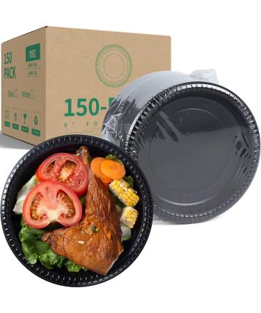YANGRUI Reusable Plastic Plates 9 Inch 150 Pack - Food Grade BPA Free Black Dinner Plates - Buy Online on GoSupps.com