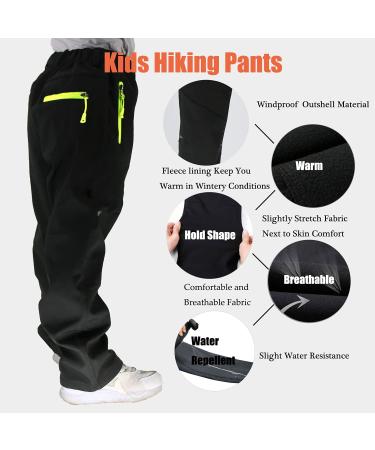 LANBAOSI Kids Waterproof Hiking Pants - Grey - Size 8 | Warm Fleece Lined - Buy Online on GoSupps.com