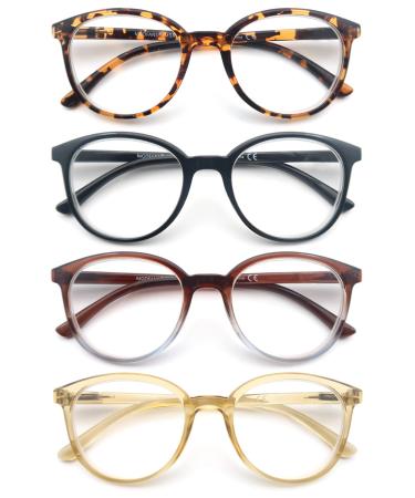 Modfans reading glasses (blue light filter) women good glasses high quality comfortable great reading aid (anti -blue light) reading glasses women around +1.00 color1234
