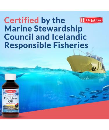 De La Cruz Cod Liver Oil Liquid - Pure Wild-Caught Icelandic Fish Oil 4 FL OZ (118 mL) 4 Fl Oz (Pack of 1) - Buy Online on GoSupps.com