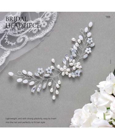 Fashband Wedding Bridal Crystal Hair Vines | Silver Flower Pearl Headband & Rhinestone Headpiece | Elegant Hair Accessories for Women & Girls - Buy Online on GoSupps.com