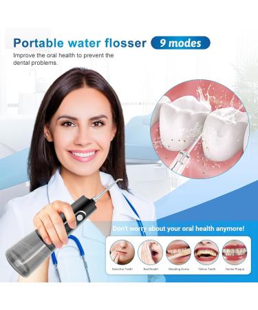 JNGOODS 300ml Rechargeable Water Dental Flosser - IPX7 Waterproof 9 Modes LED Display Portable Oral Irrigator for Home & Travel (Black - Buy Online on GoSupps.com