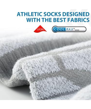 Avoalre Coolmax Moisture Wicking Athletic Running Socks - 3 Pairs, Quarter-Grey White, X-Large - Buy Online on GoSupps.com
