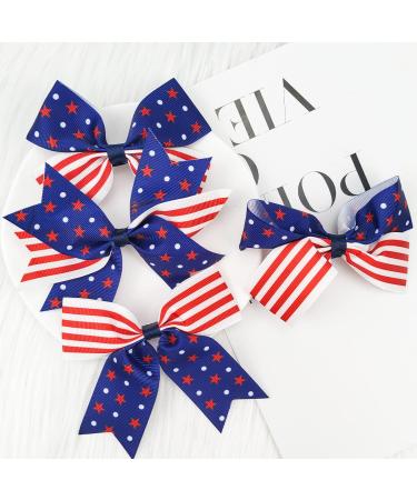 4th of July Patriotic Hair Bows Clips & Hairpins Set for Kids - USA Flag Hair Accessories for Independence Day - 4Pcs - Buy Online on GoSupps.com