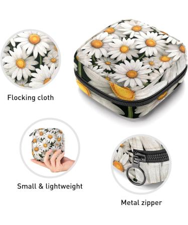 White Chamomiles Pattern Menstrual Storage Bag - Portable Period Pouch for Women & Teens - Multi-Colored - 1Pc - Buy Online on GoSupps.com