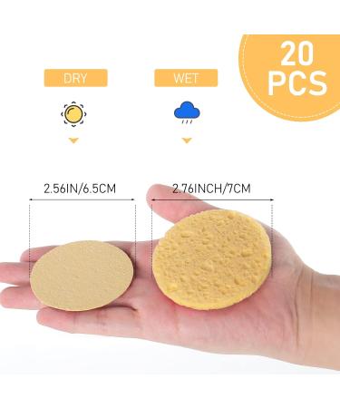 20 Natural Cellulose Facial Sponges for Cleansing and Exfoliating - Round Yellow Sponge Set - Buy Online on GoSupps.com