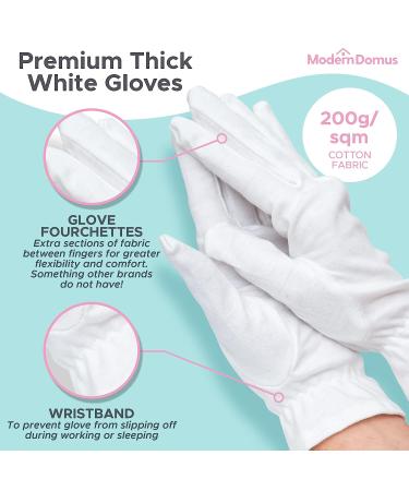 3 Pairs White Premium Cotton Sleep Gloves for Eczema and Dry Hands - Overnight Moisturizing Gloves for Men and Women - Includes Mesh Laundry Bag - Fits Most - Buy Online on GoSupps.com