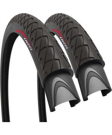 Road Bike Tire 26 x 1.95 Inch Foldable Slick Tire for Mountain MTB Hybrid Bike Bicycle - Pack of 2 Tires - Fincci Black