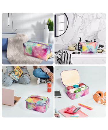 Noozion 3Pcs Portable Travel Makeup Bag Set | Waterproof Cosmetic Organizer for Women and Girls | Cute Toiletry Bags (Colourful Tie-Dye M) - Buy Online on GoSupps.com