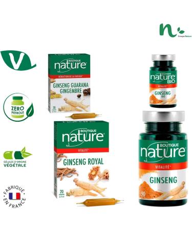Boutique Nature - Food Supplement - Organic Ginseng - 60 Vegetable Capsules - Stimulates and Strengthens your body - Buy Online on GoSupps.com