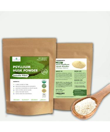 Cosmic Element Psyllium Husk Powder USDA Organic Vegan-Friendly Gluten-Free and Non-GMO | Keto Baking Bread Easy Mixing Fiber for Regularity Finely Ground (4oz) 4 Ounce (Pack of 1)