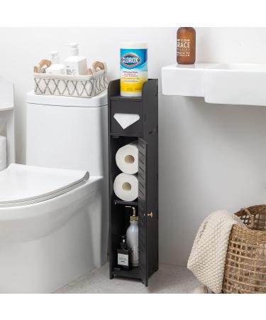AOJEZOR 31.5''H Black Bathroom Storage Cabinet - Waterproof Toilet Paper Stand for Small Spaces - Buy Online on GoSupps.com