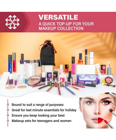Makeup Set Glamza 10 Piece Lucky Dip Gift Makeup Kit for Women & Teenage Girls - Includes 10 Makeup Items In Black Organza Beauty Bag - Buy Online on GoSupps.com